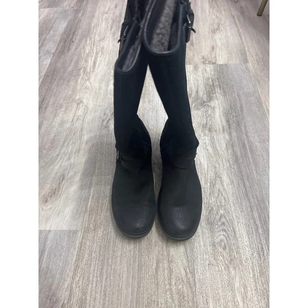 UGG Women's Thomsen Black Suede Leather Tall Buckle Boots Size 7 US 38 EU